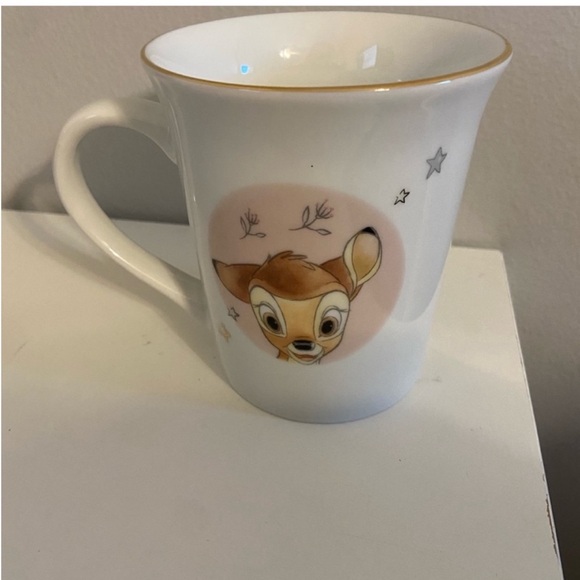Disney Other - Disney Classic Bambi Vintage Style Coffee Cup Mug Gold Rim White NEW